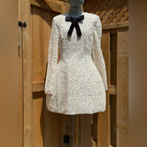 🆕 BRONX & BANCO 🧿 NWOT Courtney Long Sleeve White Lace Mini Dress, Sz XL US 10 - Picture 2 of 16